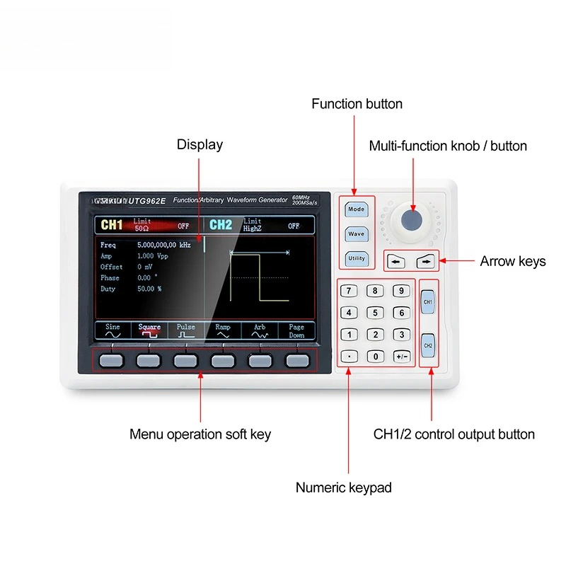 Generator Sinyal Fungsi UTG932 - Dual Channel Arbitrary Waveform Function Generator 60Mhz ulasan dan harga
